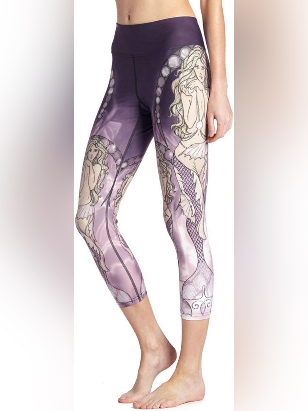 NEW Eagle Rock Purple Mermaid Print Capri Leggings S